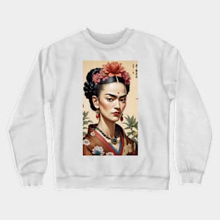 Frida's Eastern Elegance: Eastern-Inspired Portrait Crewneck Sweatshirt